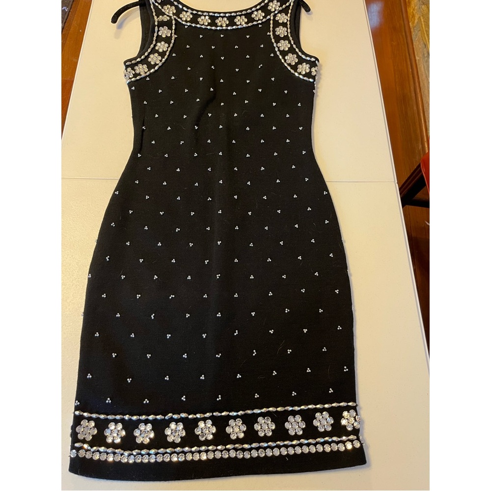 Chic Black Mini Dress with Embellishments. - Picture 6 of 7
